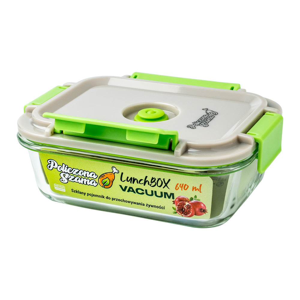 Szklany pojemnik VACUUM LunchBOX 640 ml - próżniowa pokrywa