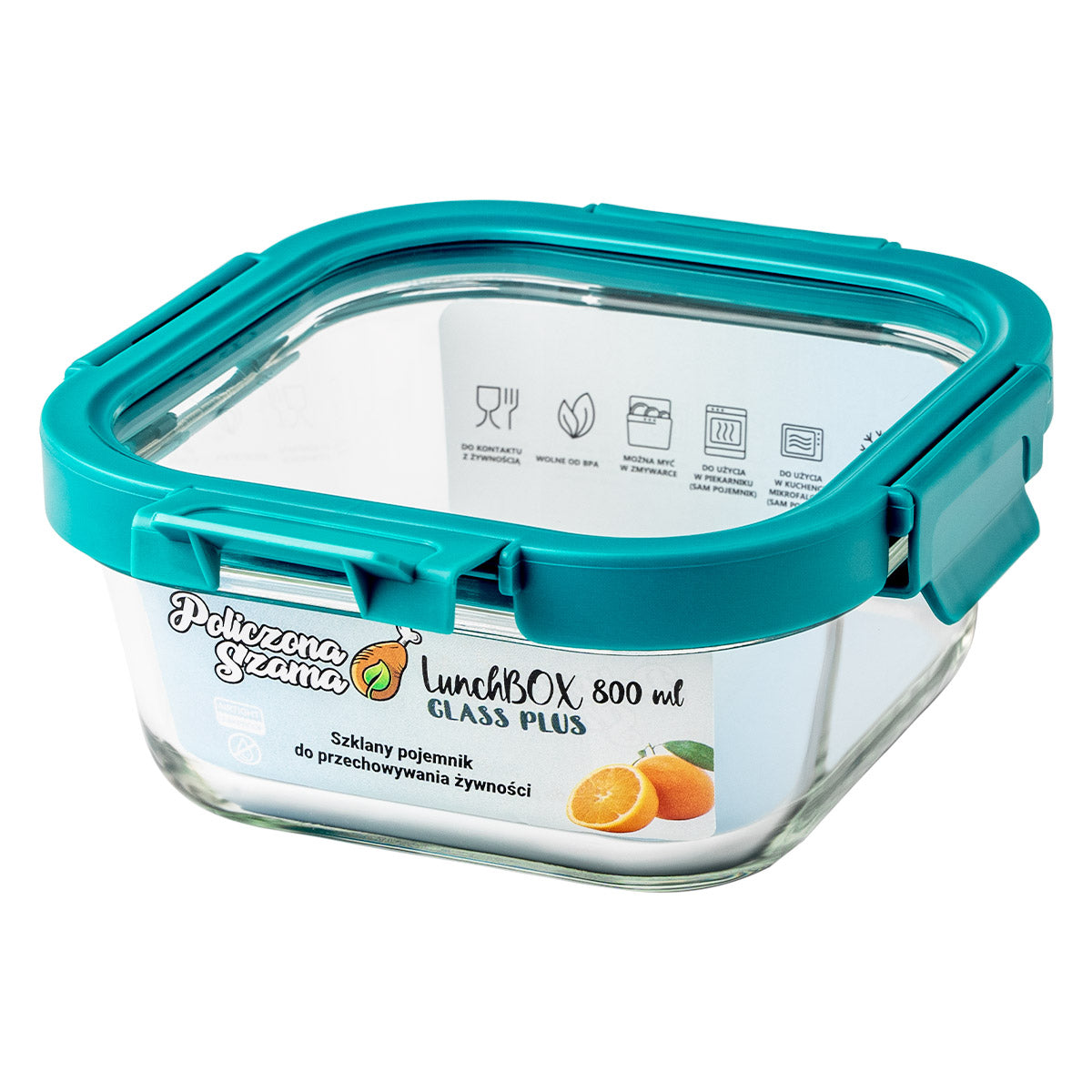 Szklany pojemnik LunchBOX na żywność - 800 ml - szklana pokrywa