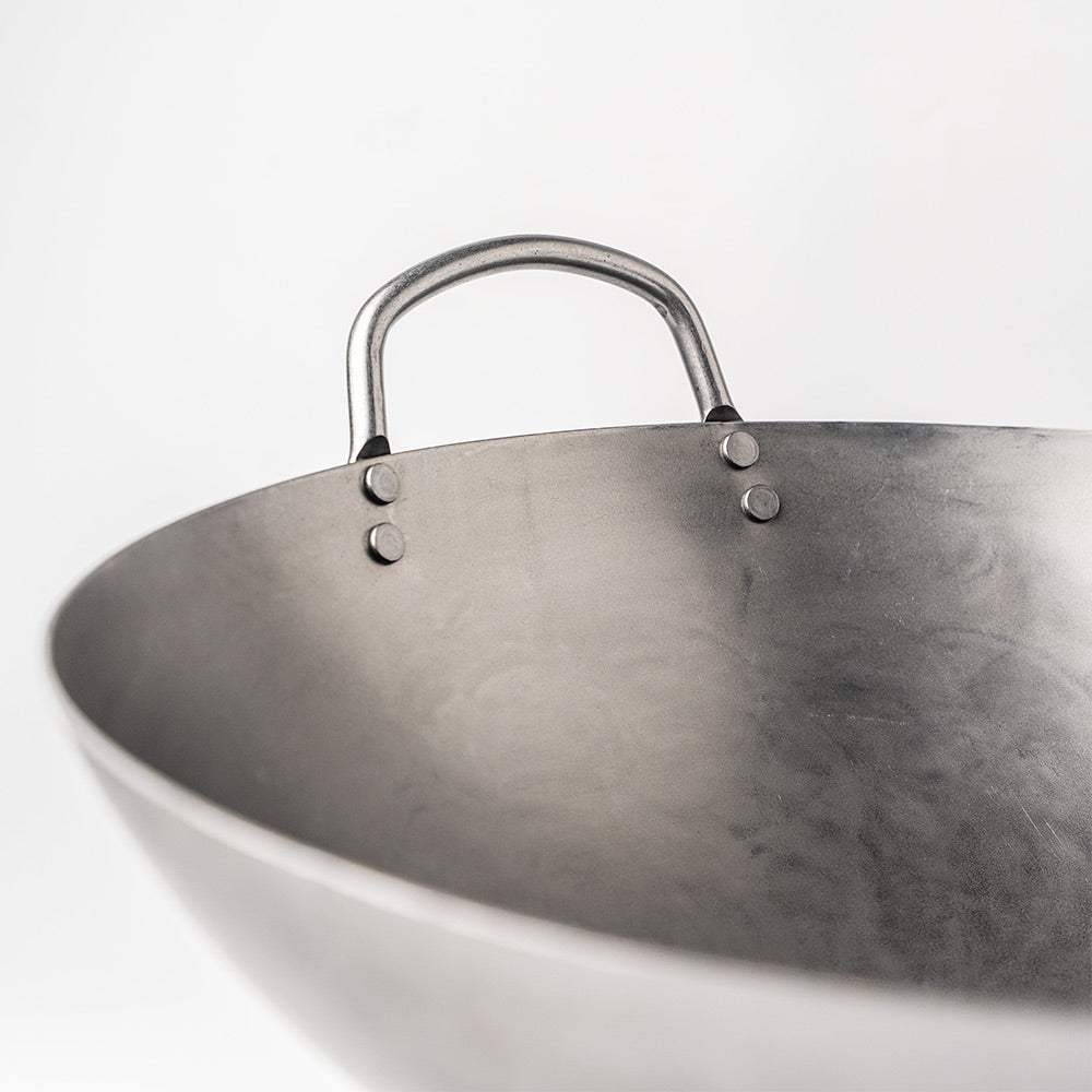 WOK ze stali węglowej - oryginalny ręcznie kuty - 32 cm