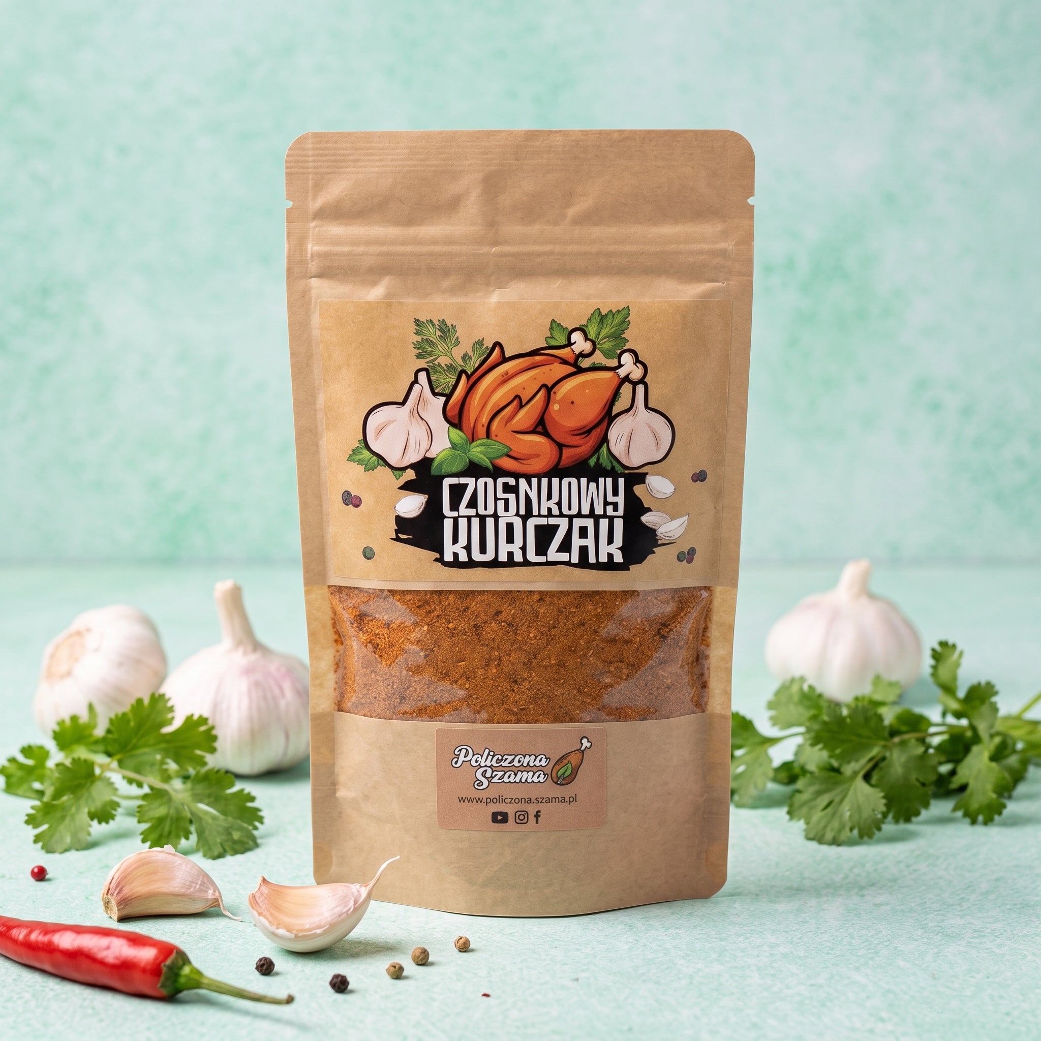 Przyprawa CZOSNKOWY KURCZAK - naturalne składniki - 150 g POLICZONA SZAMA
