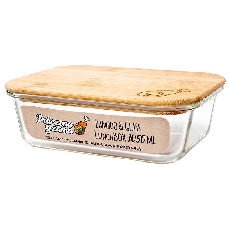 Szklany pojemnik LunchBOX na żywność - 1050 ml - z bambusową pokrywką