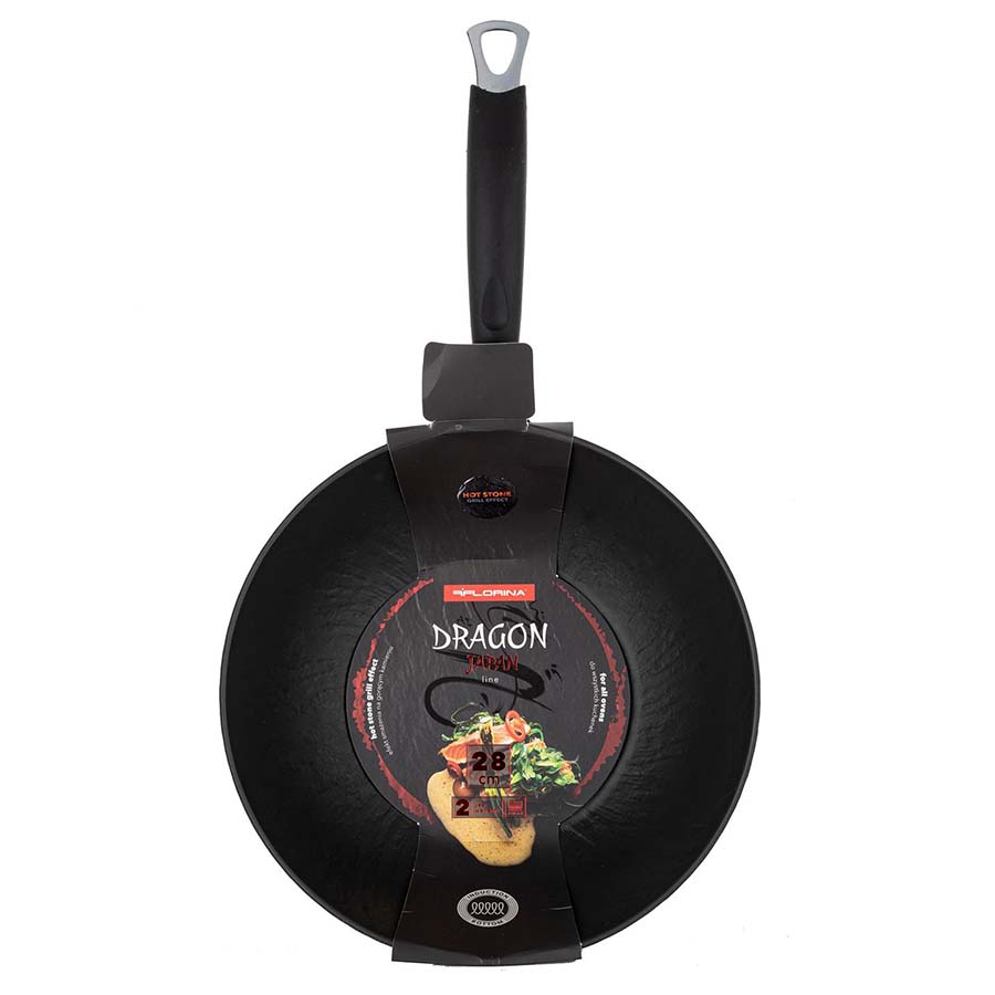 Wok DRAGON kamienna struktura - 28 cm - INDUKCJA