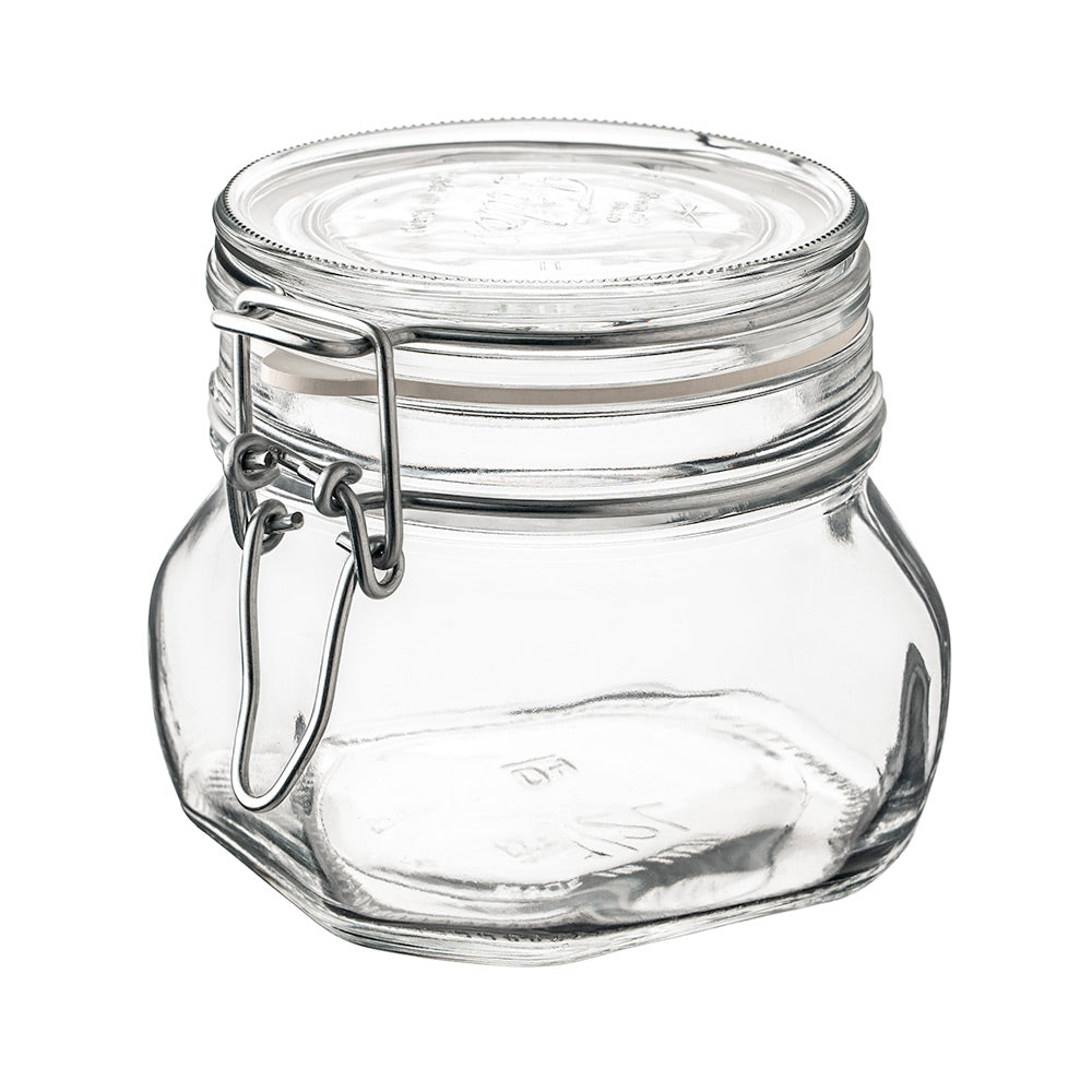 Słoik HAPPY JAR - idealny na owsiankę - 500 ml z uszczelką i klamrą ze stali nierdzewnej